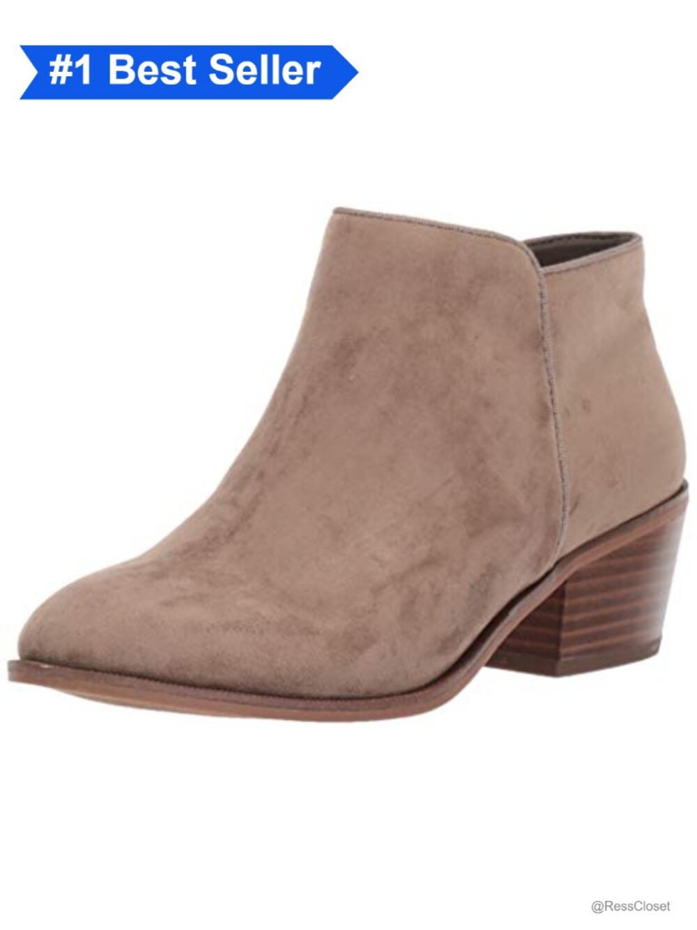 Women's Ankle Boots Faux Suede Side Zipper Stacked Heel Booties